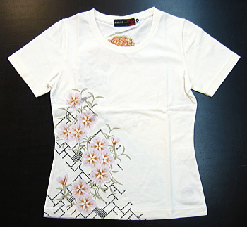 レディース和柄半袖Tシャツ 撫子に菊刺繍